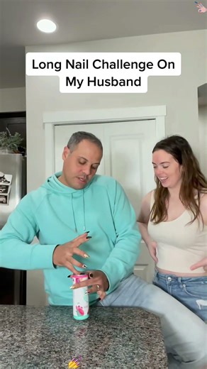 I challenged my husband to wear fake nails#couplecomedy #husbandwife #funnyvideo #fyp