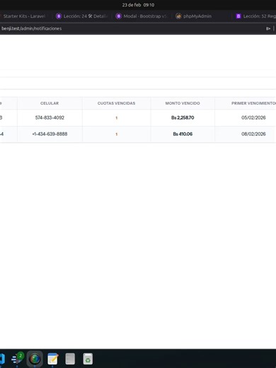 65 Notificaciones por WhatsApp en Laravel 12: Envío de Recordatorios con un Clic y Formato Pro 📱🔥 #codigo #codigos #fuente #viral #programacion #web #php #laravel #BenjiProgramacion
