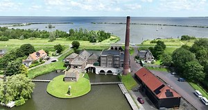 A steam pumping station driven by steam engine. Aerial view.