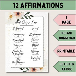 Who I Am in Christ Printable Bible Verses for Who God Says I Am Pdf Identity in Christ Affirmations Template for Christians - Etsy