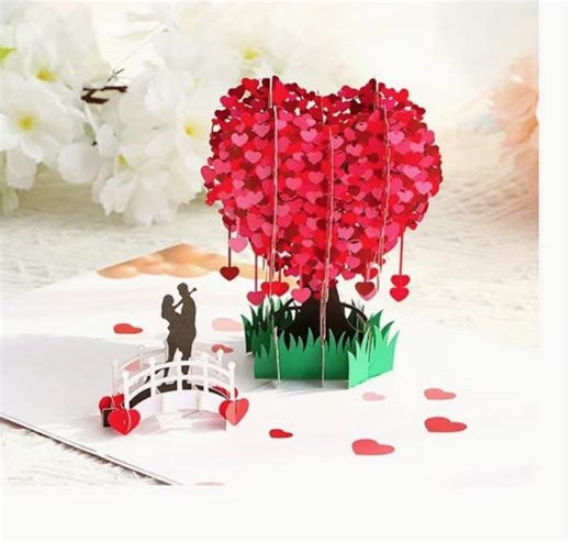 3D Love Hearts Tree Pop up Card – Romantic Couple Bridge Scene - Etsy UK