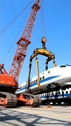 Crawler crane lifting bullet train #railway #global