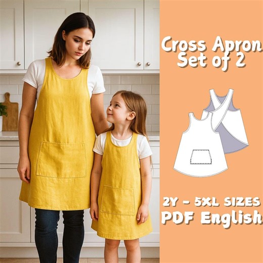 Women & Kids Criss Cross Apron Sewing Pattern Set 2-16 Years Girls Crossback Pinafore Dress - Etsy Canada