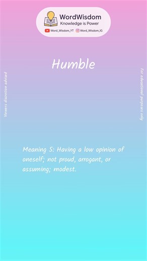 What does "Humble" mean? | English vocabulary shorts | #humble #wordwisdom