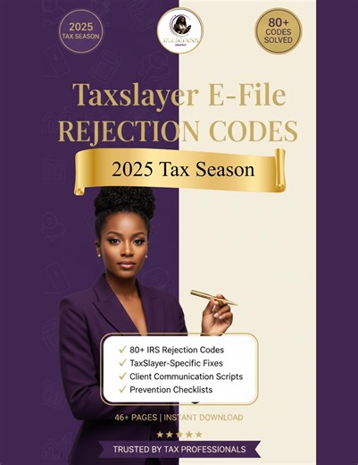 Taxslayer Pro E-file Rejection Guide | 80  IRS Codes (digital Download) - Etsy