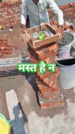 Amazing Twisted Brick Pillar Construction | Unique Spiral Column Design