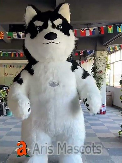 2 6m Giant Inflatable Furry Dog Mascot Costume for Entertainment Full Body Funny Dog Blow Up Suit