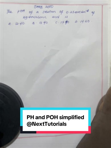 PH and POH are concepts related to Acid and Bases In JAMB UTME, you will not have calculators to find the logarithms of numbers… Watch the shortcut to this and learn more #JAMB #OrganicChemistry #Chemistry #nigeriastudents #STEM