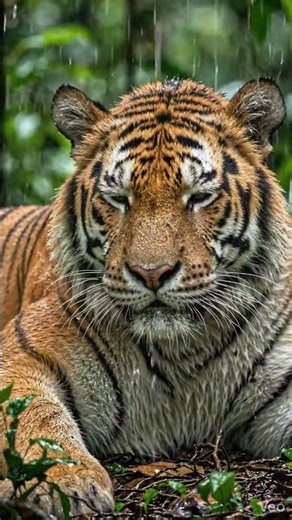 Bengal Tiger Resting in the Rainforest 🐅🌿#WildAnimals #Cinematic #tigerlife