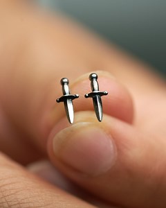 Sterling Silver Dagger Studs – Gothic Sword Earrings for Bold Style- STD108 - Etsy