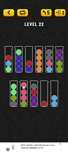Ball sort puzzle game color puzzle level 22