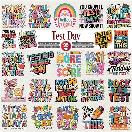 Test Day Clipart Png Bundle for Classroom Motivation - Etsy