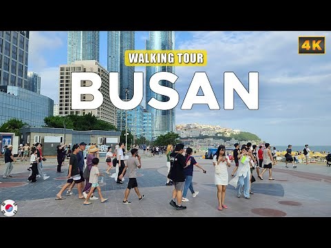Busan KOREA - Haeundae Beach Summer Walk 4K Walking Tour