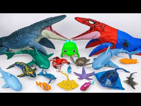 Toy ASMR 🌊 Sea Monster Spiderman vs Sharks & Whales | Ocean Creatures Unboxing