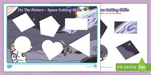 Complete the Space Picture Cutting Skills Activity
