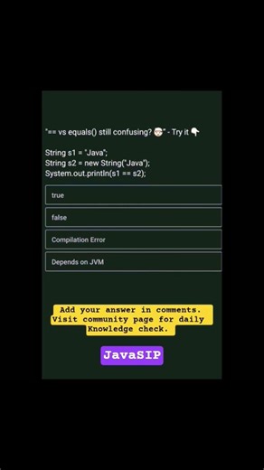 == vs equals() still confusing? 🤯”@javasip-official #education #learning #motivation #java