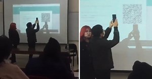 "¿Cómo ingresaste a San Marcos?": estudiante intenta leer QR de WhatsApp utilizando proyector