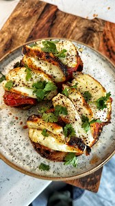 How to properly cook halloumi simplest form cook as a whole block until it goes crispy on the outside and then slice it afterwards also, I’ve unintentionally created a vegetarian dish by making this rather tasty inspired plum tomatoes and halloumi toast I love your feedback on this voice to Camera style video is a little bit more raw, but it has a casual tone #breakfast #howtocook #cooking #halloumi #brunchideas | OllieEats