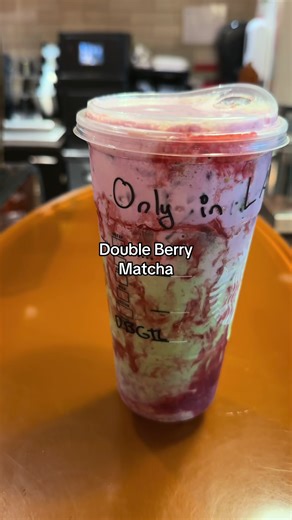 It's sooo good - Double Berry Matcha matcha latte with strawberry puree on bottom and raspberry cold foam top #starbucks #matcha #starbucksdrinks #new #fyp @Starbucks