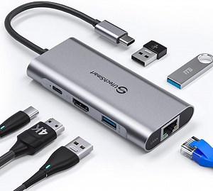 USB C Hub, UtechSmart Ethernet Multiport Adapter, 6 in 1 zu HDMI Dock kompatibel für MacBook Pro/Air, Chromebook, Dell XPS, HP und Type Devices (Gigabit 100W PD 4K HDMI USB 3.0)