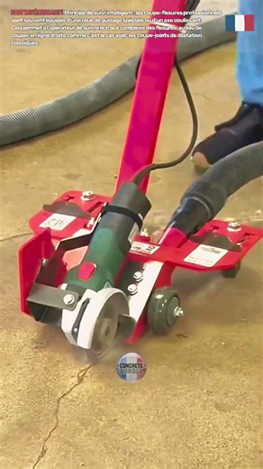 Évidage de fissures dans le béton avec une meuleuse sur chariot