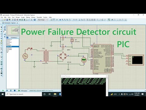 how to make a power failure detector circuit with pic microcontroller in proteus using microC
