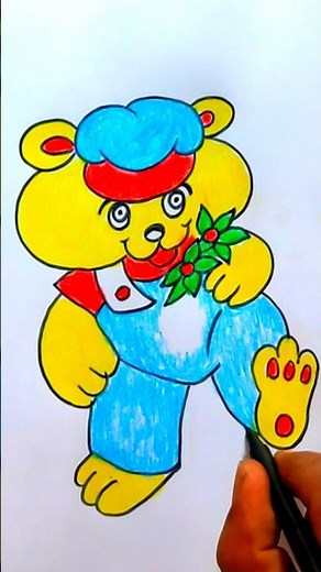 How to draw a cute Teddy 🧸 easily / #drawing #teddy #colour #cute #shorts