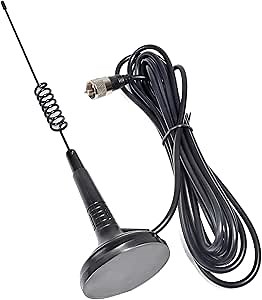 TWAYRDIO 13" Magnet Mount CB Antenna with 13ft RG58 Coaxial Cable, 26-28MHz Magnetic CB Antenna PL259 Connector Compatible for Uniden Cobra Midland President 10-11Meters CB Radios