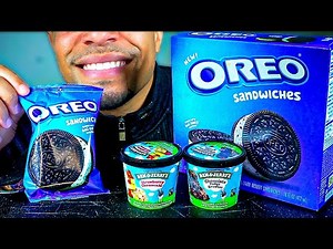 ASMR OREO ICE CREAM SANDWICHES PARTY MUKBANG BEN AND JERRY'S ICECREAM EATING SOUNDS