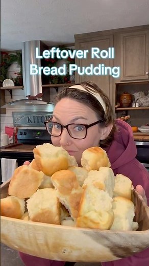 Leftover Roll Bread Pudding #easyrecipe