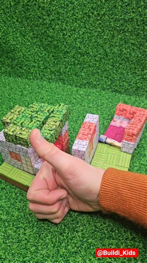 @Buildi_Kids Tiny Minecraft Brick House Build 🧱✨ #shorts #minecraft #satisfying #magneticbuild