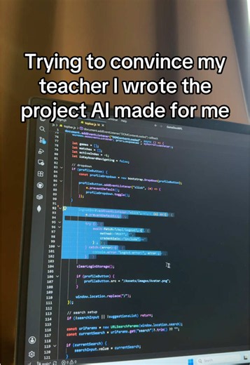 When AI writes your coding project a little too perfectly 💀 Would your teacher notice? #coding #programming #ai #studentlife #programmer