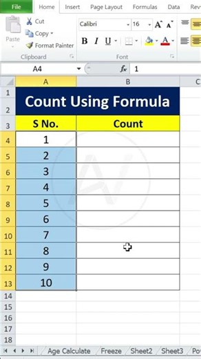 COUNT Function in MS Excel | Count Numbers Instantly | Excel Formula Tutorial #Shorts