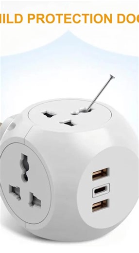 Multi Plug Extension, 4 Way Power Adapter, New 7-in-1 Electrical Multiplug Adaptor UK to Universal Extender Power Cube, 2USB 1 Type-C Charging Ports Portable Fast Charging Socket Plug