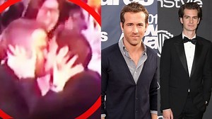 Ryan Reynolds and Andrew Garfield Kiss During Golden Globes 2017
