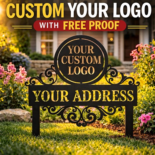 Custom Metal Address Yard Sign With House Number & Logo, Personalized Lawn Address Stake, Metal Address Sign, Outdoor Decor Custom Logo Sign - Etsy