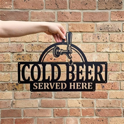 Cold Beer Served Here Metal Sign, Beer Tap Wall Decor, Bar Metal Wall Art, Man Cave Bar Sign, Pub Bar Wall Decor - Etsy