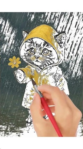 how t draw cat with raincot #drawsocute #shortvideo #shorts #foryou #asmrdrawing #drawing