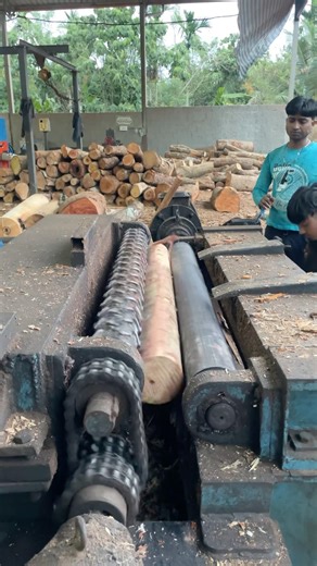 Machine operator peeling wood logs 🪵|#shorts #peeling #woodwork