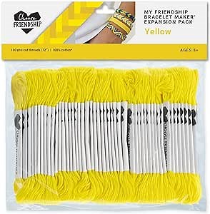 Choose Friendship, My Friendship Bracelet Maker Yellow Expansion Pack, 100 Pre-Cut Threads