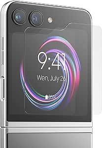 elago Tempered Glass+ Screen Protector Compatible with Samsung Galaxy Z Flip 5 - Anti-Fingerprint, Shatter-Proof, Scratch Protection, Crystal Clear Clarity, Bubble-Free