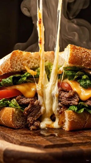 🔥 Ultimate Cheesy Beef Stuffed Bread Sandwich |Easy Homemade Philly Cheesesteak Recipe#food#cooking