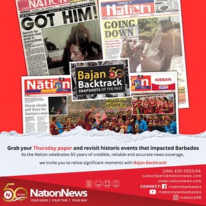 Take a look back in time with Bajan Backtrack. Discover and rediscover the headlines that had Barbadians buzzing over the years. Join us as we celebrate 50 years of credible, reliable and accurate news coverage and relive the highs and lows of Barbados and the wider world, documented dutifully by the Nation Newspaper. #NationNews #BajanBackTrack #Celebrating50Years #Barbados #NationNews246 #NationNewsBarbados #TakeALookBack #ThrowbackThursdays | The Nation Barbados