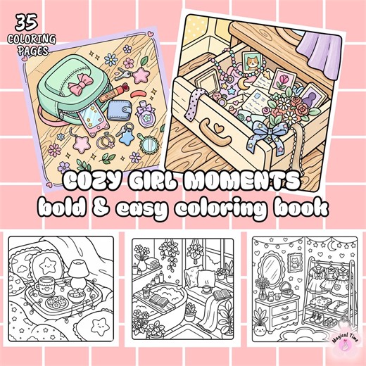 Kawaii Cozy Girl Moments Coloring Pages,35 Cute Soft Girl Vibes, Relaxing Self Care Scenes,adult & Teen Coloring(download PDF) - Etsy