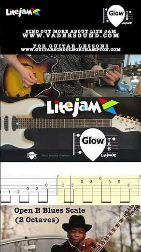 E Blues Scale 2 Octaves - Guitar Lesson - Lite Jam - Glow Tab - LED Guitar - Rolling Tab
