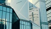 Abstract modern business architecture. Walls made of glass and steel...