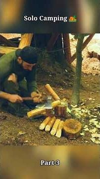 The Ultimate Stone Cabin Build 🪵🪨 | Solo Camping #shorts