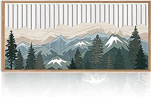 IARTTOP Large Mountain Wood Wall Art for Living Room16x32 Inch Framed Abstract Mountain Landscape Wall Art Forest Scenery Wall Decor for Living Room Bedroom Office
