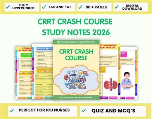 CRRT Crash Course Study Notes, Critical Care Nursing Review (digital Download) - Etsy Canada