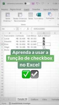 Aprenda a usar a função de Checkbox no Excel | #shorts